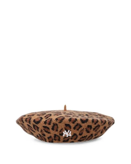 KTZ Brown New York Yankees Mlb Leopard-Print Beret