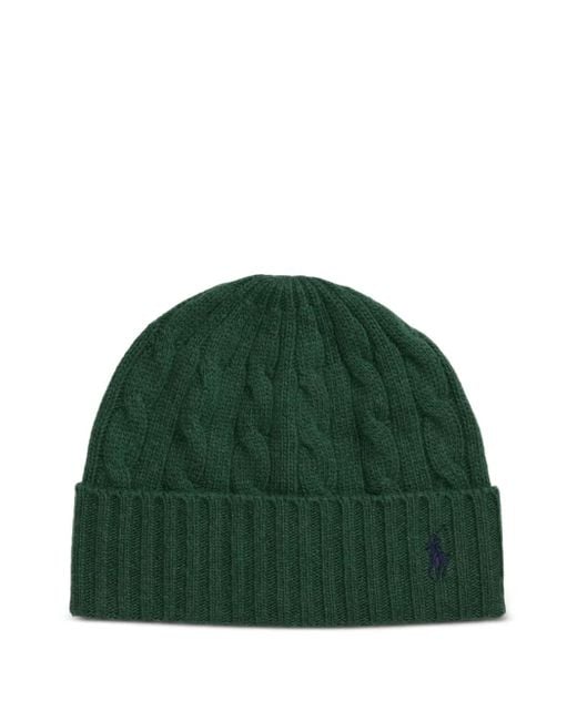 Polo Ralph Lauren Green Polo Pony Cable-Knit Beanie for men