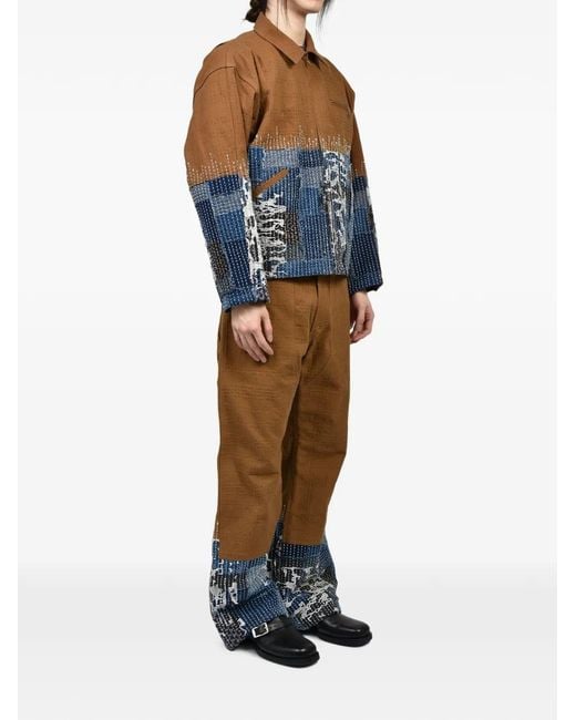 Dear BORO Natural Boro-Patchwork Canvas Trousers for men