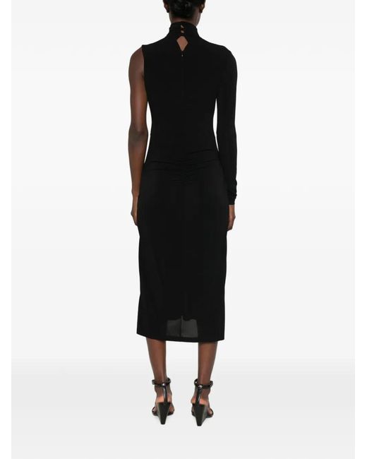 Pinko Black Cadillac Asymmetric Cut-Out Midi Dress