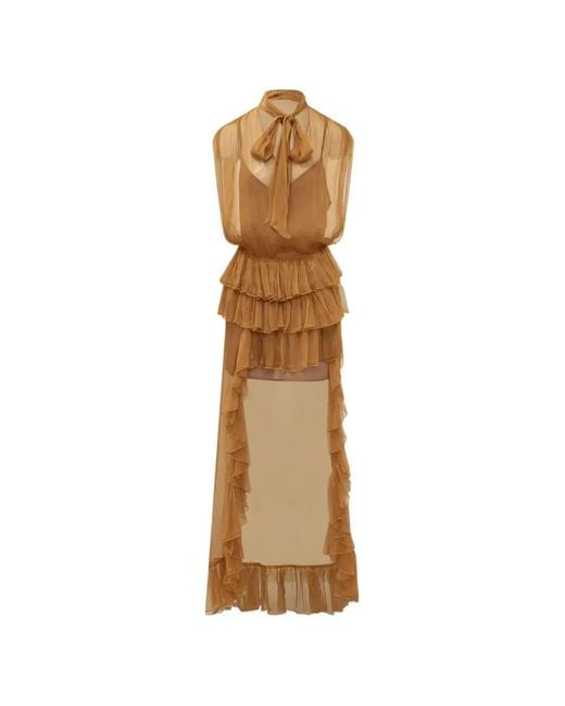 ACTUALEE Natural Robe Asymétrique À Volants Superposés