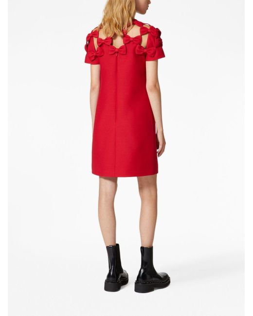 Valentino Garavani Crepe Couture Mini-jurk Met Borduurwerk in het Red