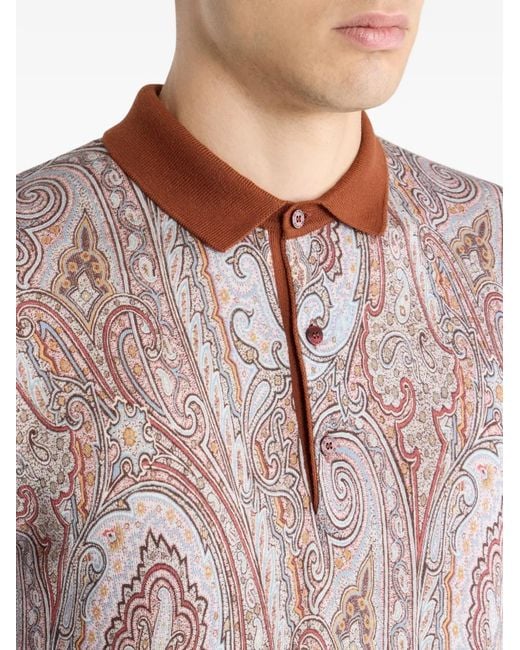 Etro Brown Polo À Motif Cachemire for men