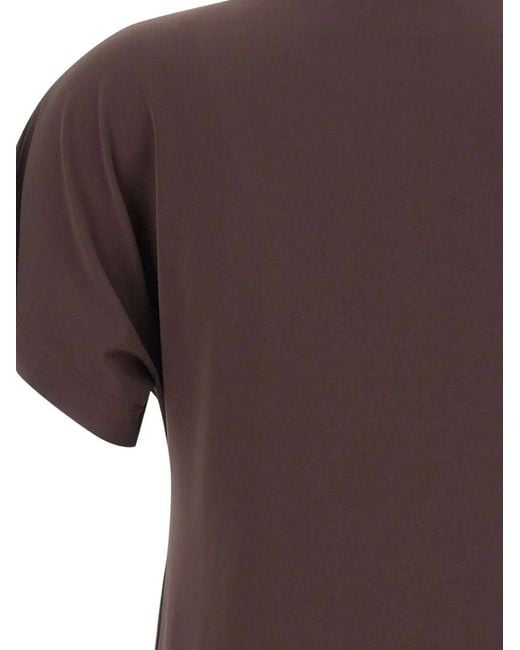 Kaos Brown Asymmetric Gathered Blouse