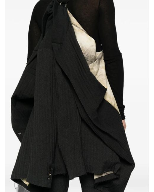 Masnada Black Herringbone-Pattern Buttoned Coat for men