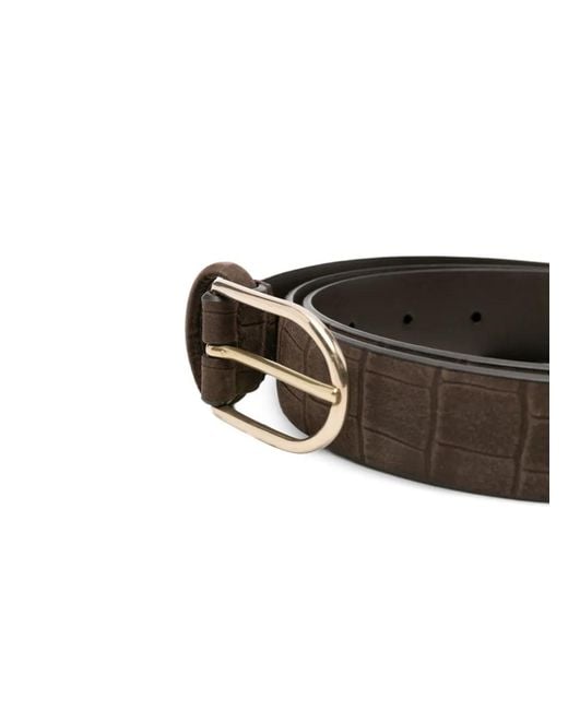 Dell'Oglio Gray Crocodile-Effect Belt for men