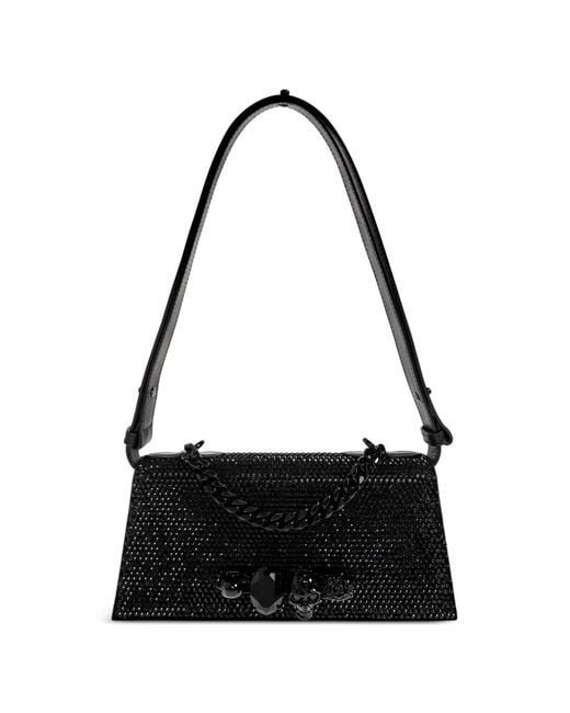 McQueen Black Mini Jewelled Shoulder Bag