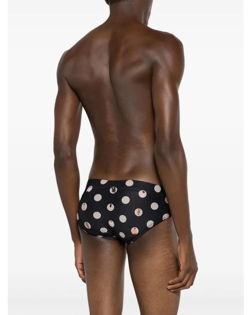 Amir Slama Black Graphic-Print Swim Trunks for men