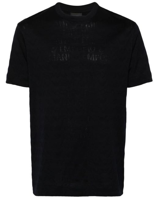 T-shirt con logo jacquard di Emporio Armani in Black da Uomo