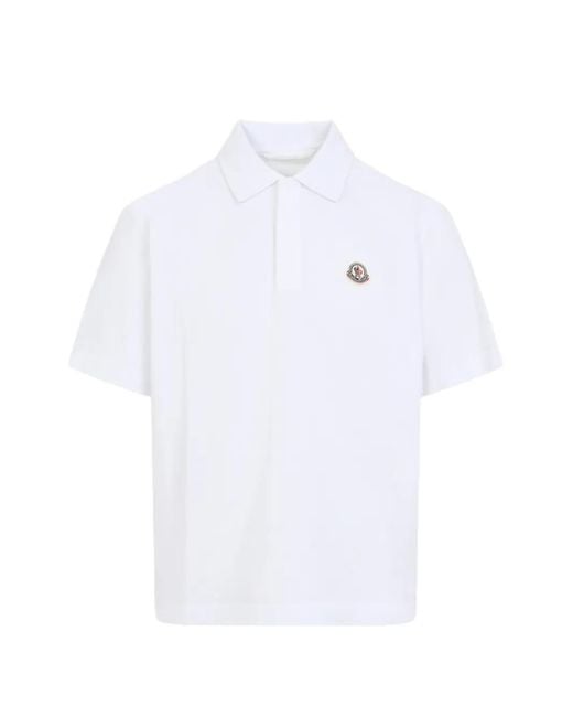 Moncler White Patch Polo Shirt for men