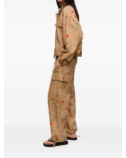 Bimba Y Lola Natural Floral Cargo Trousers