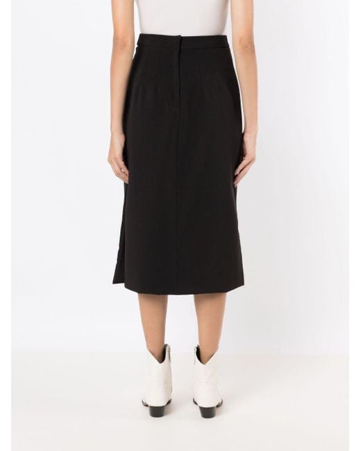 Olympiah Black Fenda Side-slit Midi Skirt