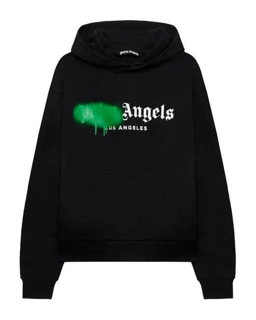 Palm Angels Black Spray City Los Angeles Dripping Logo Hoodie for men