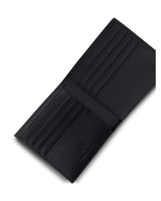 ARMANI EXCHANGE Black Logo-Embossed Bifold Wallet for men