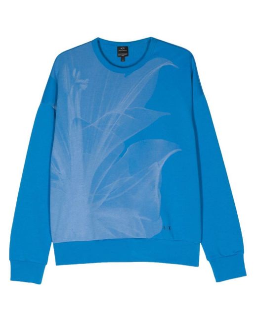 Armani Exchange Blue Abstract-print Cotton Blend Sweatshirt for men