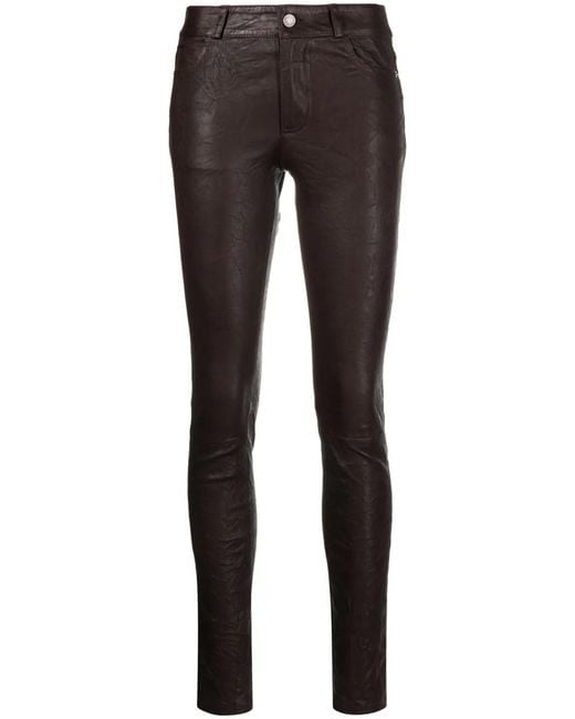 Zadig & Voltaire Gray Phlame Skinny Leather Trousers