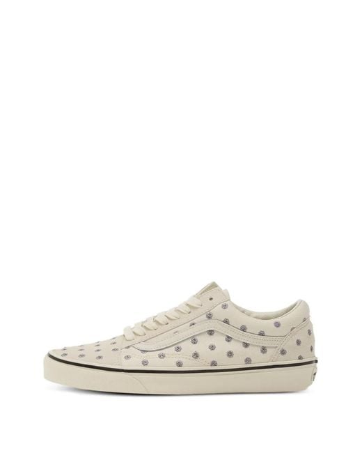 Vans White Floral-Embroidered Old Skool Sneakers