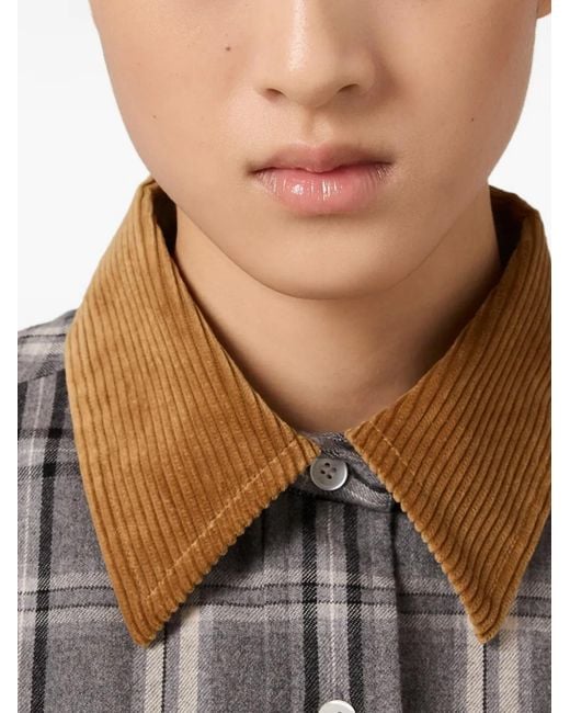 Miu Miu Gray Checked Flannel Shirt