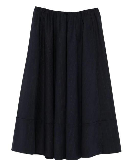 Maje Blue Striped Tailored Midi Skirt