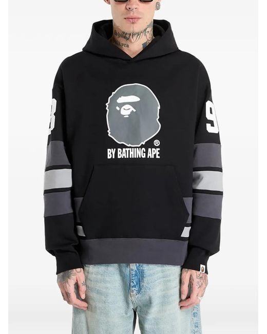 A Bathing Ape Black Ape Graphic Striped Hoodie
