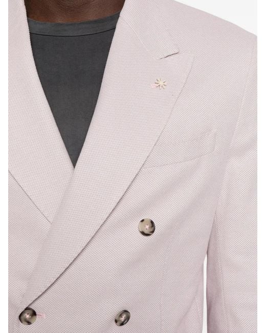 Manuel Ritz Pink Double-Breasted Piqué Jacket for men