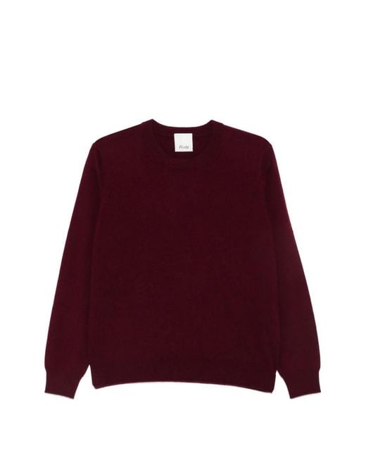 Allude Red Crew-Neck Long-Sleeve Sweater