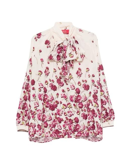 F.R.S For Restless Sleepers Red Floral-Print Blouse