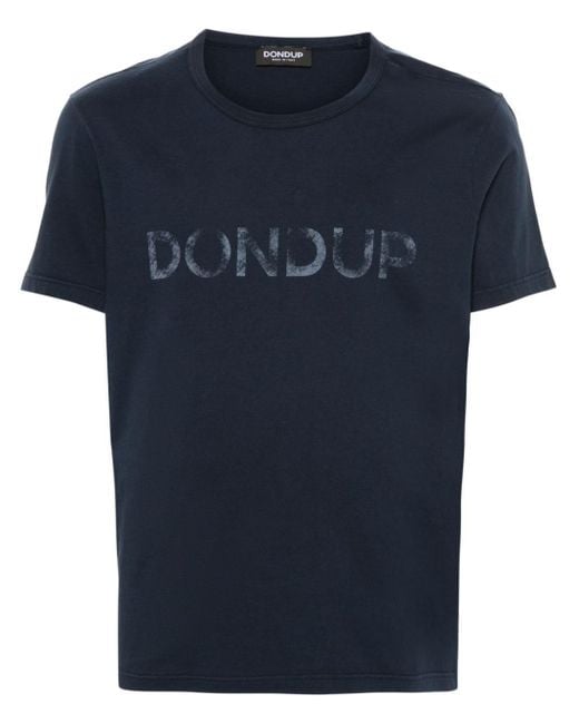 Dondup Blue Logo-print Cotton T-shirt for men