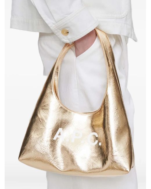 A.P.C. Natural Mini Ninon Metallic Logo Shoulder Bag