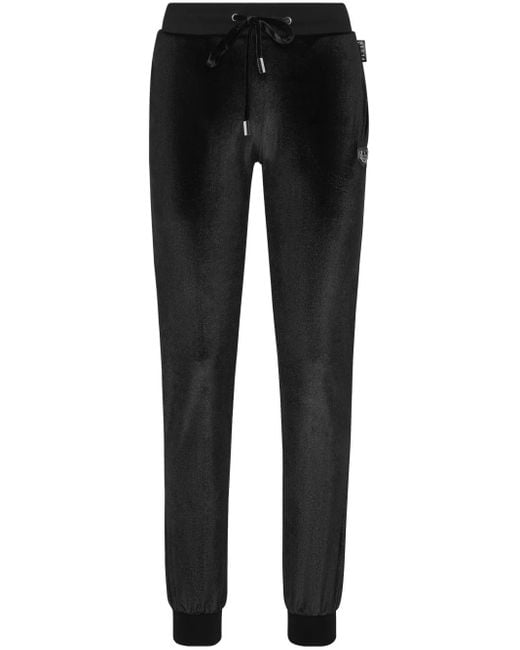 Philipp Plein Black Strass Skull Trousers