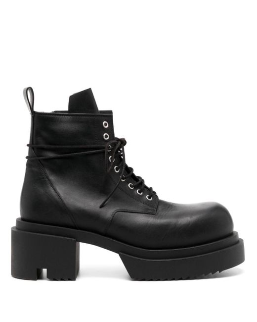 Rick Owens Leather Combat Boots in het Black voor heren