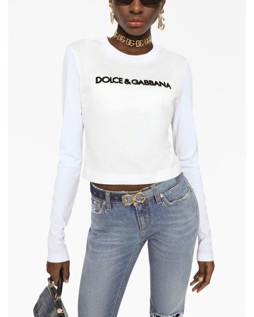 Dolce & Gabbana Logo-lettering Long-sleeve T-shirt White