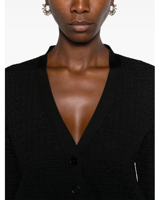 Givenchy Black 4G-Jacquard V-Neck Cardigan