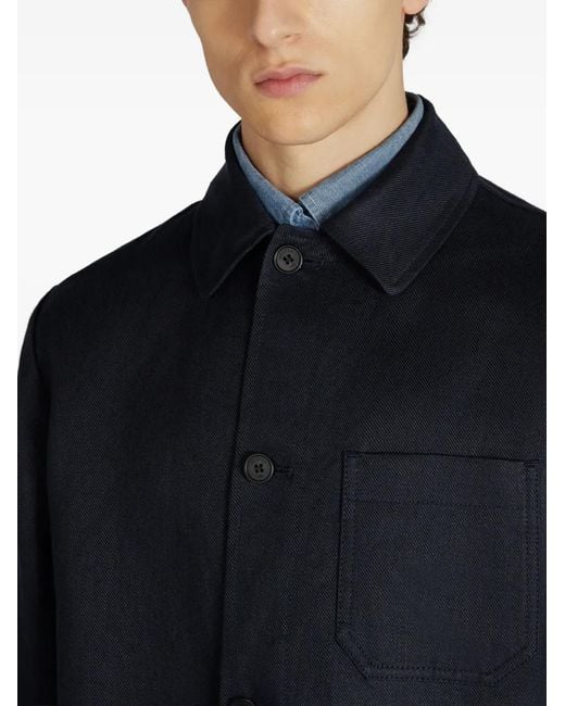 メンズ Incotex リネン シャツジャケット Blue