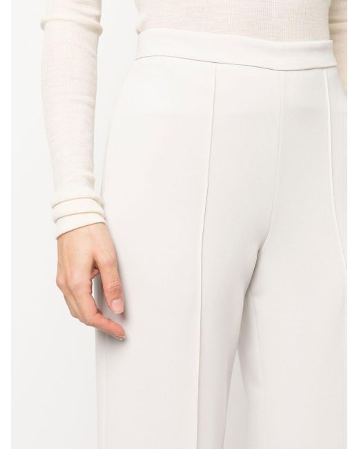 Max Mara White Knitted Cropped Flared Trousers