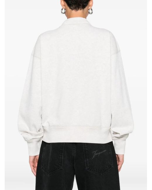 Isabel Marant White Moby Flocked-Logo Sweatshirt