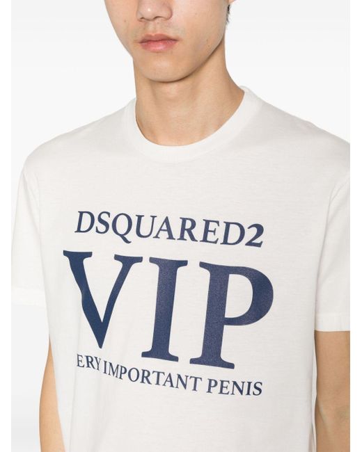 DSquared² Gray Logo-Print Cotton T-Shirt for men