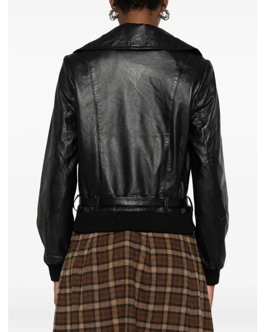 R13 Black Double-Breasted Faux-Leather Jacket