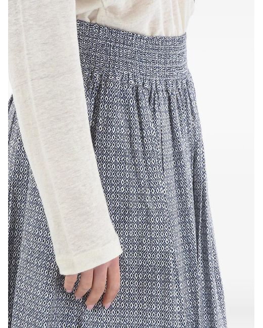 Woolrich Gray Midi Diamond-Pattern Pleated Skirt