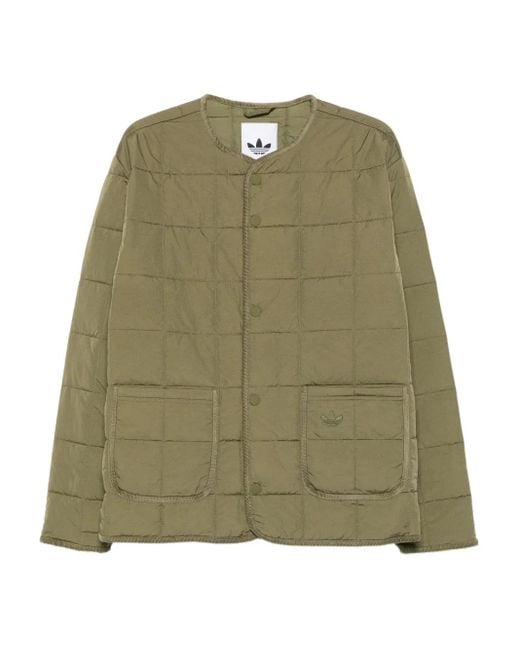 Adidas Green Quilted Buttoned Jacket for men