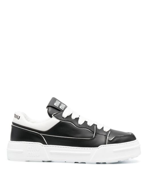 Miu Miu Black Panelled Flatform Sneakers