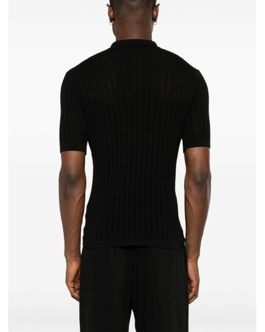 Tagliatore Black Jesse Open-knit Shirt for men