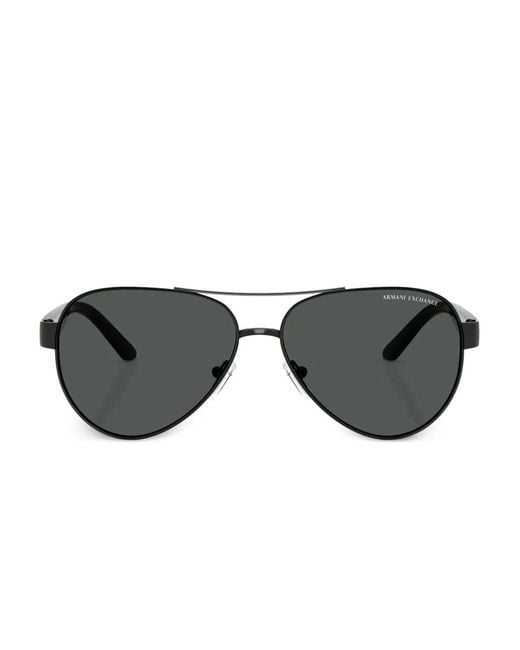 ARMANI EXCHANGE Black Pilot-Frame Sunglasses