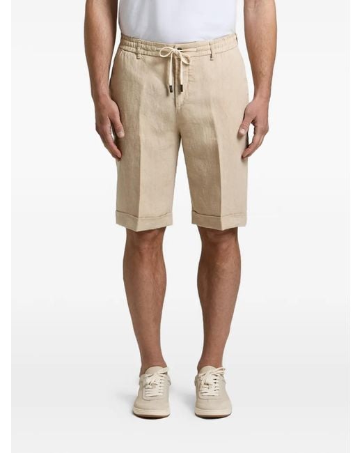 Peserico Natural Drawstring-Waist Turned-Up Shorts for men