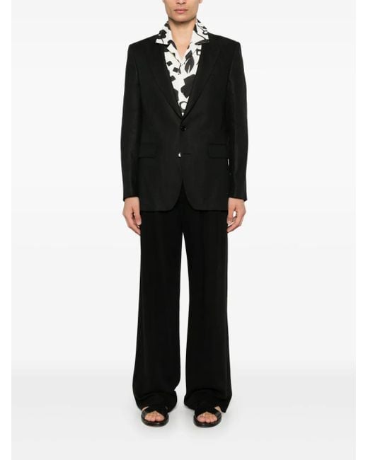 Fursac Black Linen Blazer for men