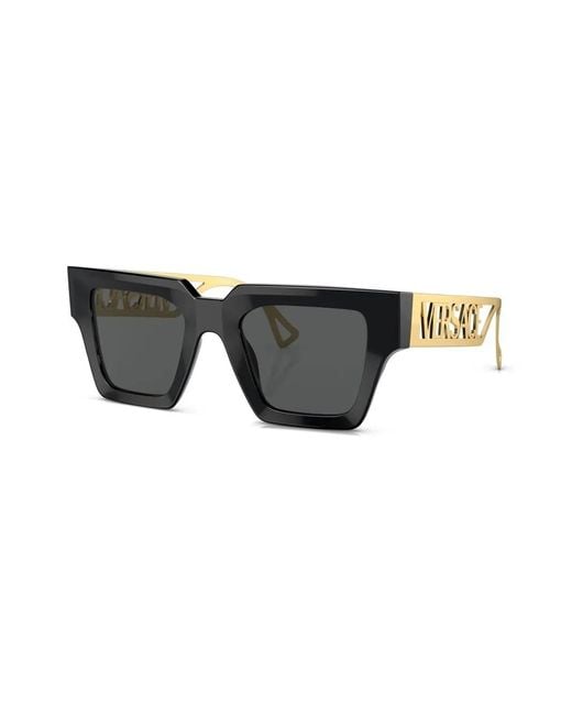 Versace Black Logo-Embossed Square-Frame Sunglasses