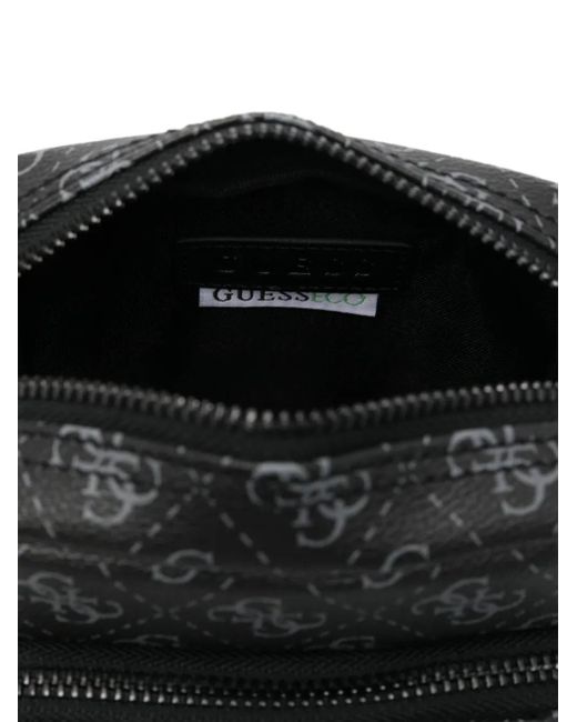 Guess Black Monogram Messenger Bag for men