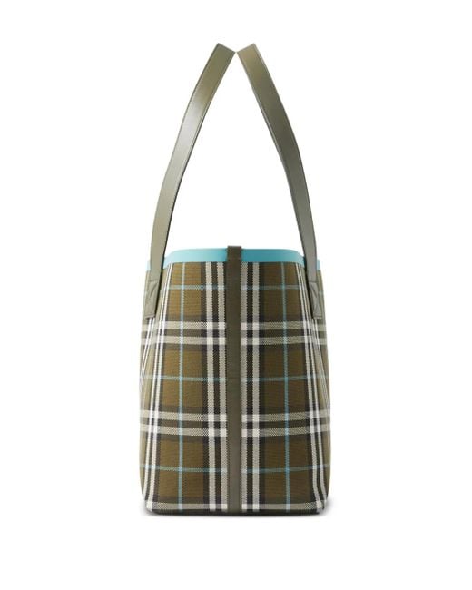 Burberry Green London Check-print Medium Cotton Tote Bag