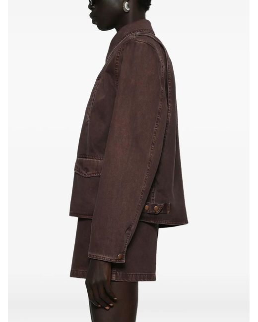 Magda Butrym Brown Zip-Front Denim Jacket