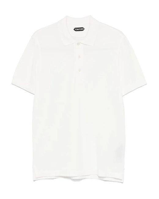 Tom Ford Polo Shirt With Front Button Placket in White für Herren